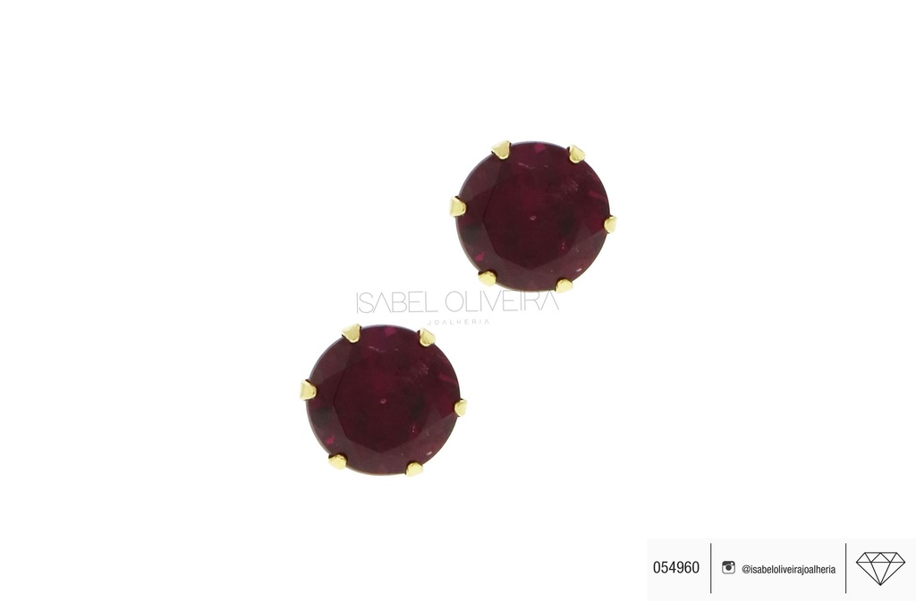 [054960] Brinco Cálice 2 Rodolitas 5,00mm 0,80g Ouro Amarelo 18k - Coleção Kids