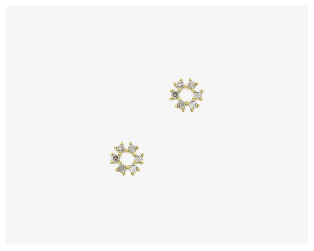 [042224] Brinco Círculo 12 Brilhantes 0,12ct J SI1 0,30g Ouro Amarelo 18k - Coleção Kids