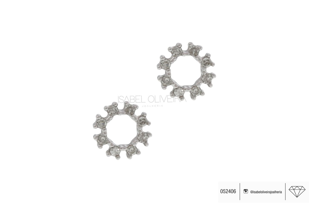 Brinco Circulo 16 Brilhantes 0,90MM 0,06CT 0,40G Ouro Branco 18K - Coleçao Kids
