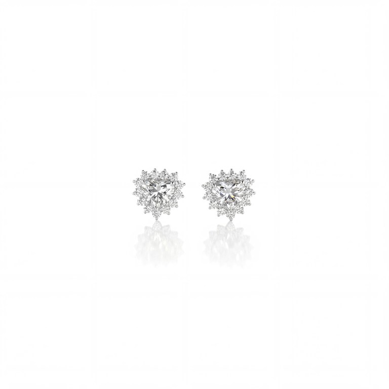 [075733] Brinco Clássico 2 Diamantes Coração 1,03ct g H SI1 SI2 26 Brilhantes 0,35ct H VS2 2,31g Ouro Branco 18k - 5513445188/3525643809 - Coleção Only You