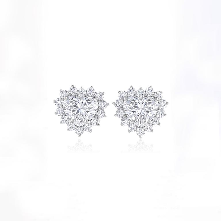 [077165] Brinco Clássico 2 Diamantes Coração 3,02ct 28 Brilhantes 0,87ct H SI1 4,13g Ouro Branco 18k - Coleção Only You