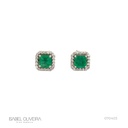 Brinco Classico 2 Esmeraldas Brasileira Octogonal 1,24CT 40 Brilhantes 0,37CT G VS1 3,05G Ouro Branco 18K - Certificado Belmont - Coleçao Brazilian Emerald