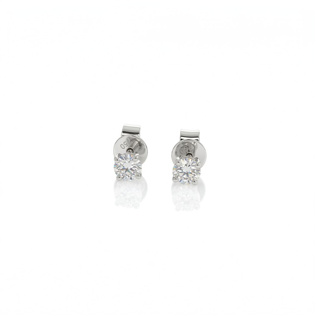 20-Brinco Solitário 2 Brilhantes 0,47ct g VS1 1,23g Ouro Branco 18k - Only You