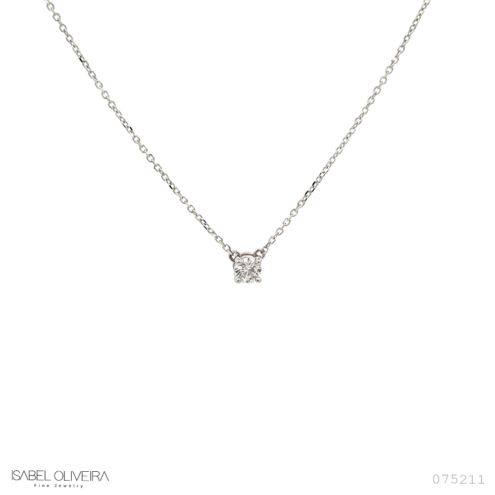 20-Colar Ponto de Luz Brilhante 0,20ct H VS2 45cm 1,89g Ouro Branco 18k- Coleção Only You