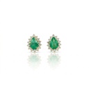 Brinco Esmeraldas Colombianas Gota 2,86ct com Diamantes em Ouro Amarelo 18k