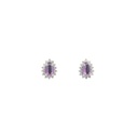 Brinco Clássico I 2 Ametistas Gota Cabochão 0,85ct 28 Brilhantes 0,27ct I SI1 1,50g Ouro Branco 18k - Coleção Sara e Antonio
