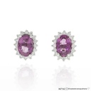 Brinco Clássico I 2 Rubelitas Oval 1,77ct 32 Brilhantes 0,32ct H SI1 2,60g Ouro Branco 18k - Coleção Sara e Antonio