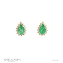Brinco Classico I Esmeraldas Brasileiras Gota 1,22CT 28 Brilhantes 0,49CT H SI1 3,28G Ouro Amarelo 18K - Coleçao Brazilian Emerald