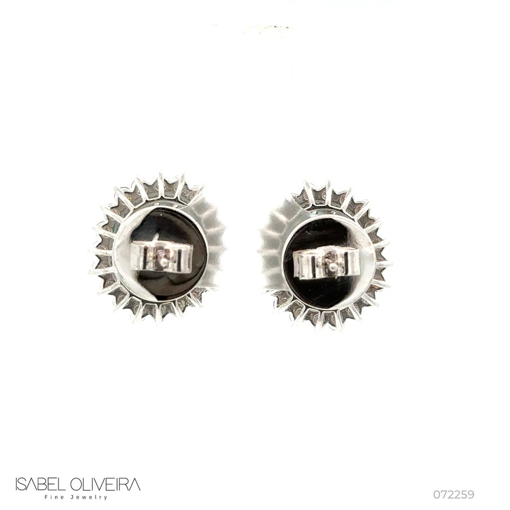[072259] Brinco 2 Turmalinas Paraíbas Oval 2,86ct com Diamantes em Ouro Branco 18k