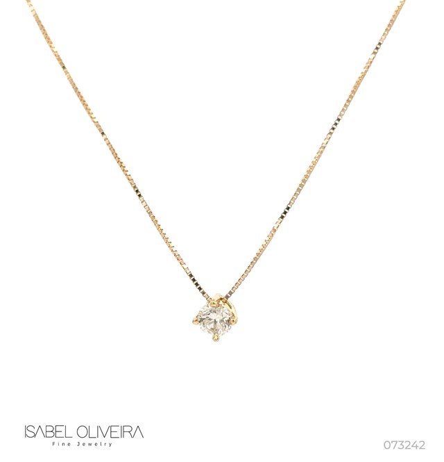 20-Colar Ponto de Luz Brilhante 0,23ct H VS2 40cm 1,64g Ouro Amarelo 18k- Coleção Only You