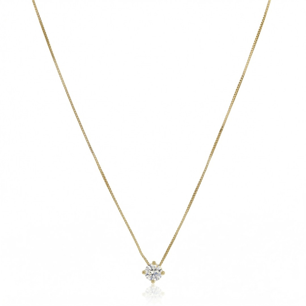 20-Colar Ponto de Luz Brilhante 0,23ct H VS2 40cm 1,64g Ouro Amarelo 18k- Coleção Only You
