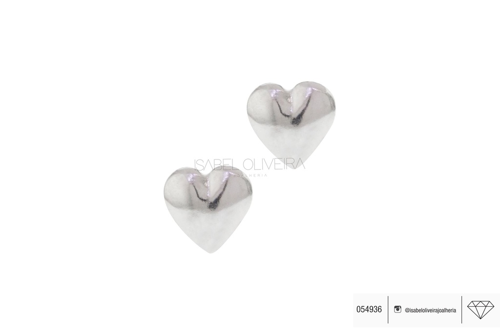 [054936] Brinco Coração 0,20g Ouro Branco 18k - Coleção Kids