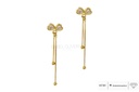 Brinco Coração 4 Pedras Coração Corrente Veneziana 0,80g Ouro Amarelo 18k - Coleção Kids