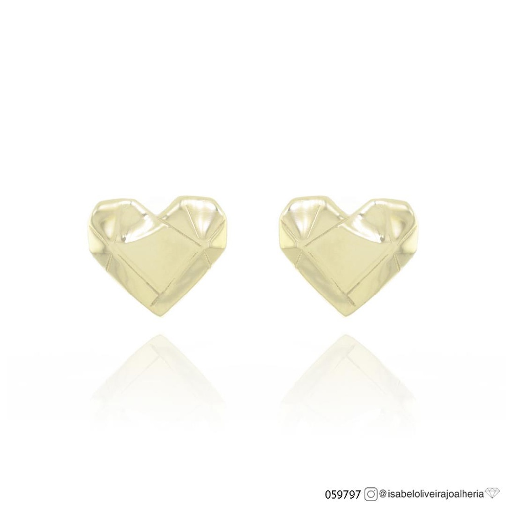 [059797] Brinco Coração Origami 1,00 g Ouro Amarelo 18k - Coleção Minimalista