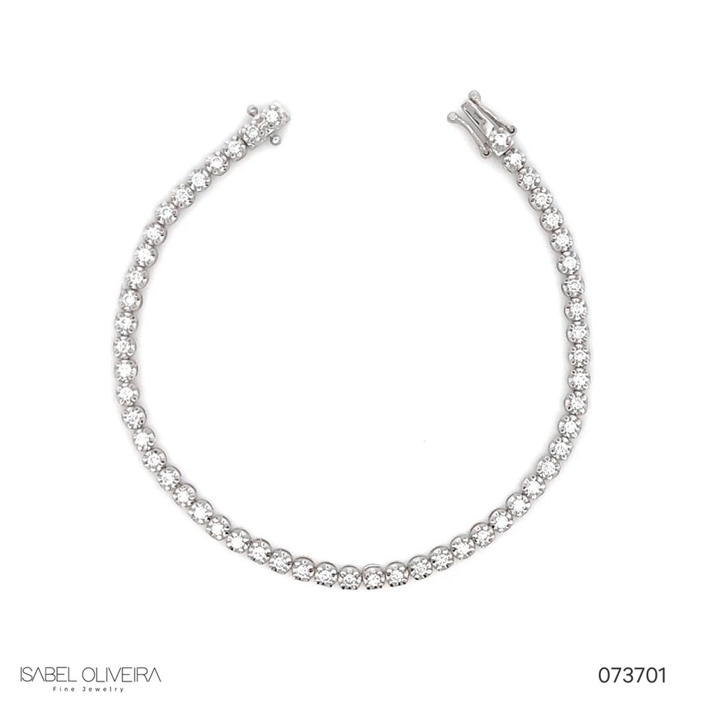 1,8-PULSEIRA RIVIERA 53 BRILHANTES 0,98CT 5,04G 16CM OURO BRANCO 18K - COLEÇAO RIVIERAS