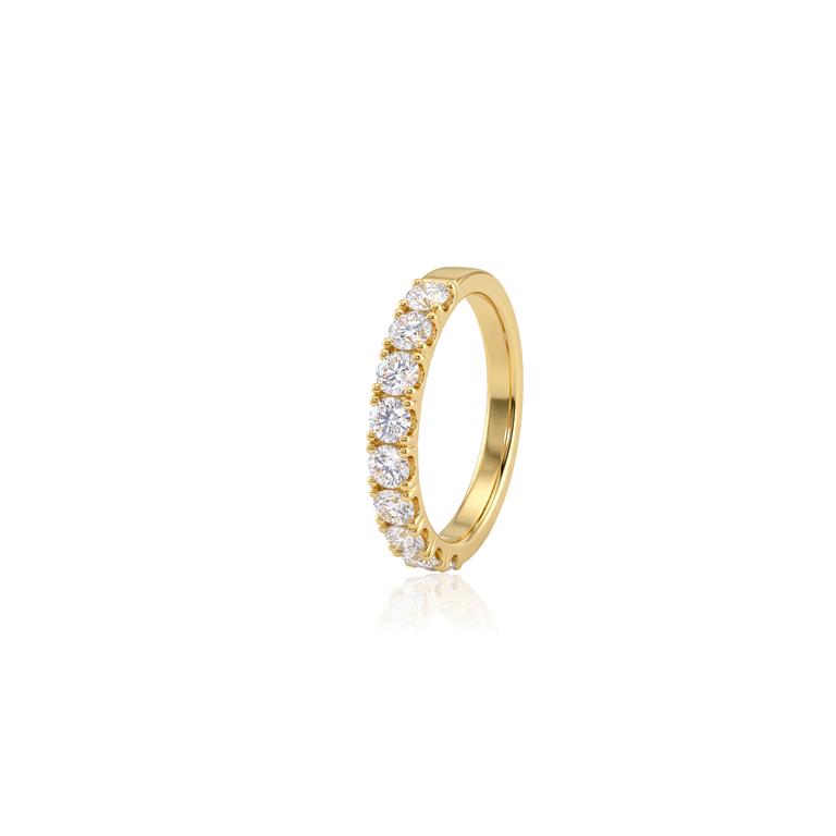 10-Meia Aliança 8 Brilhantes 0,89ct H VS2 3,42g Ouro Amarelo 18k - Coleção Soulmates