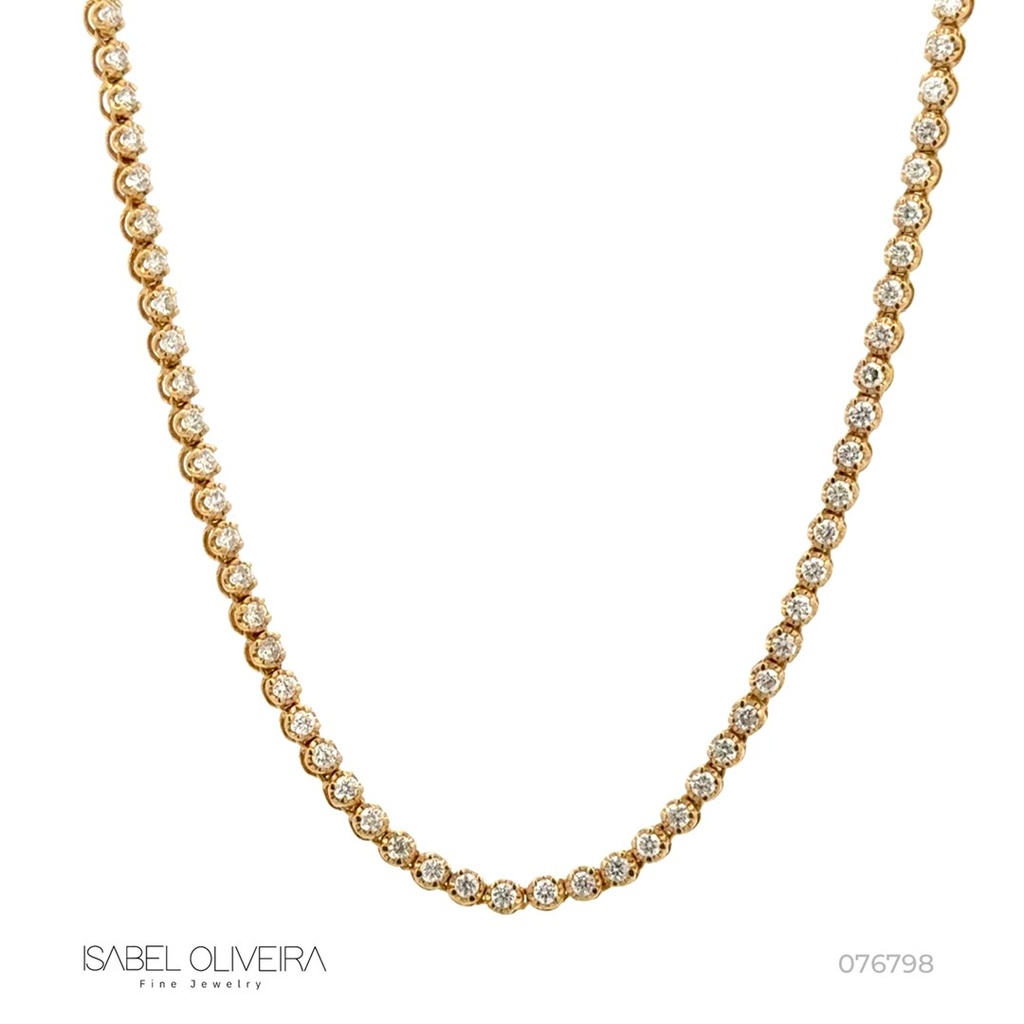 2,5-COLAR Riviera Caixa Coroa 95 Brilhantes 2,43CT com Bolinha 38CM 9,65G Ouro Amarelo 18K - Coleçao Riviera