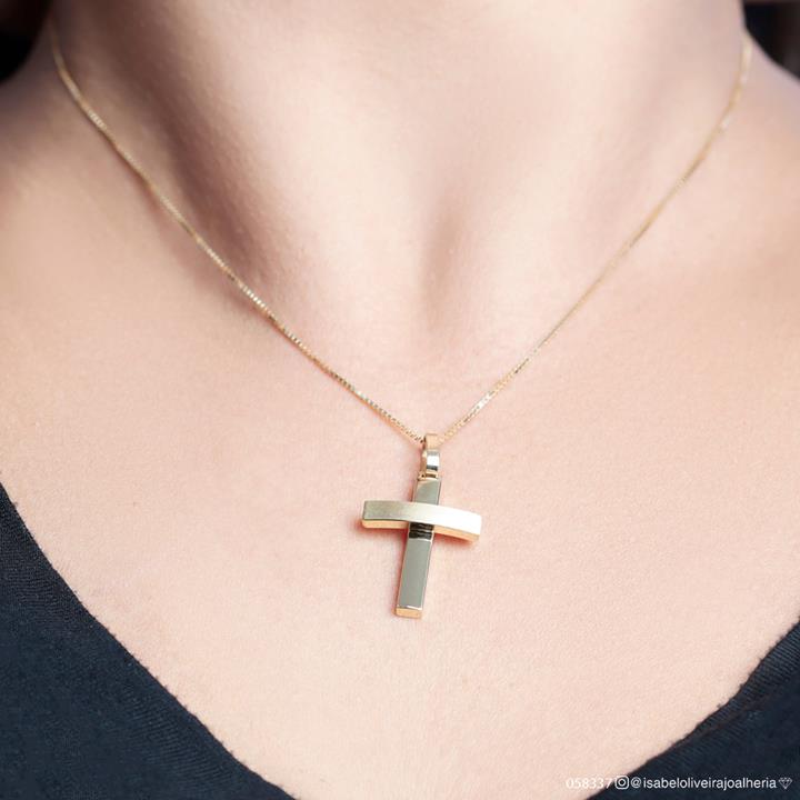 P-Pingente Cruz 27X19MM 1,90G Ouro Amarelo 18K - Coleçao Crucifixo