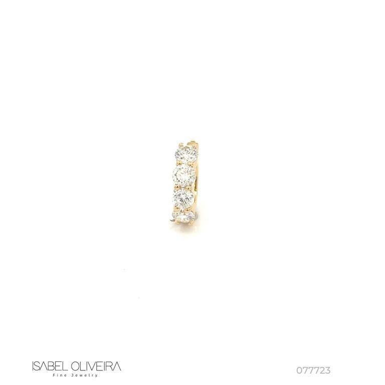 Pe de Argola 15mm Meio Aro Cravado 4 Brilhantes 0,87ct H VS2 2,22g Ouro Amarelo 18k - Cristiane Oliveira