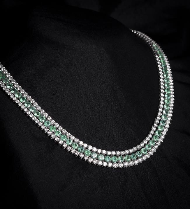 15-COLAR RIVIERA COM BOLINHA 65 BRILHANTES 10,08CT G VS1 40CM 18,20G OURO BRANCO 18K - COLEÇAO RIVIERAS