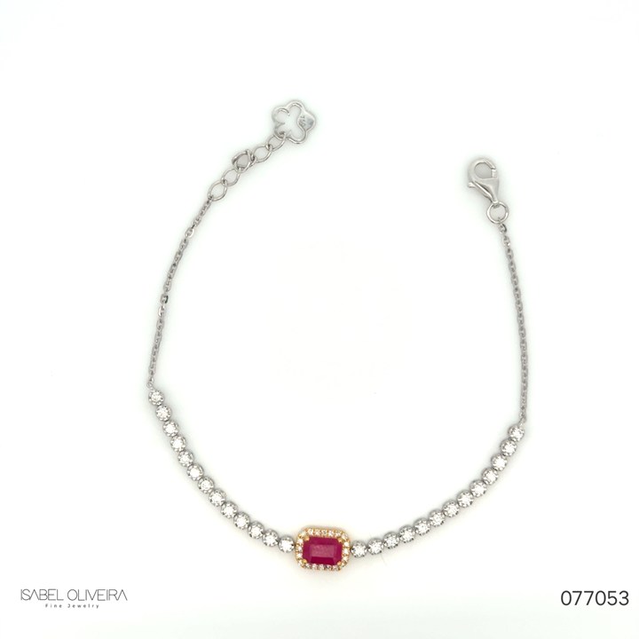 Pulseira Riviera Rubi 0,84CT 46 Brilhantes 0,48CT 17,50CM 3,49G Ouro Branco e Amarelo 18K - Coleçao Riviera