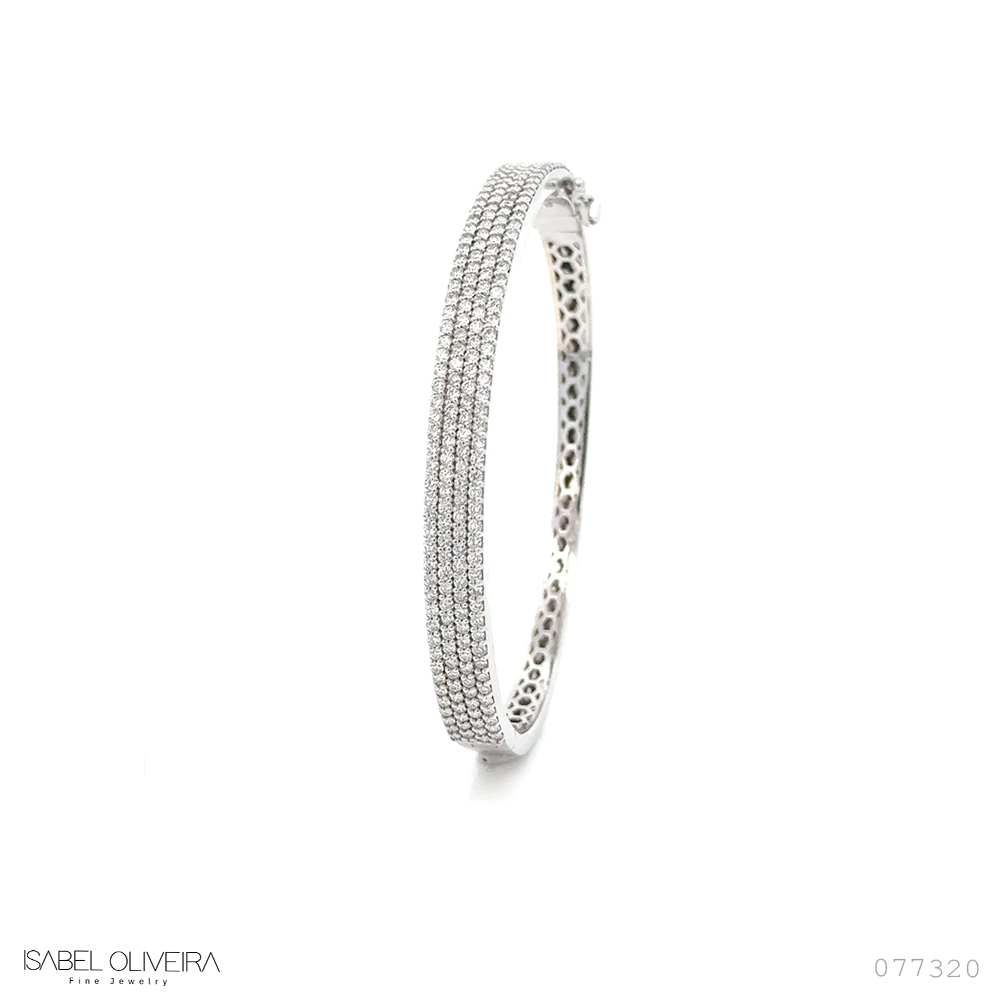 BRACELETE 6MM PAVE DE 214 BRILHANTES 1,96CT H SV2 14,55G OURO BRANCO 18K - COLEÇAO PAVÊ