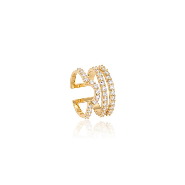 Anel Finger Tips 37 Brilhantes 0,63ct H VS2 3,13g Ouro Amarelo 18k - Coleção Minimalista