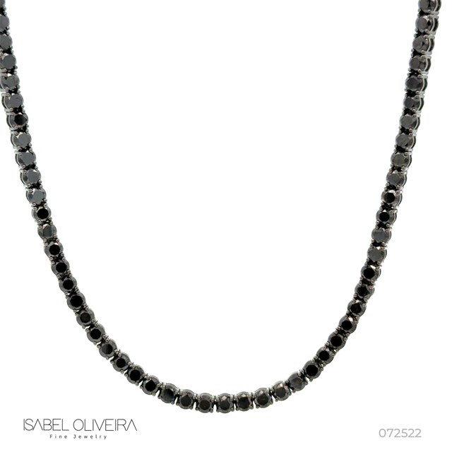 12-COLAR RIVIERA 160 BRILHANTES BLACK 3,00MM 19,25CT 50CM 24,30G OURO BRANCO 18K COM RODIO NEGRO - COLEÇAO RIVIERAS