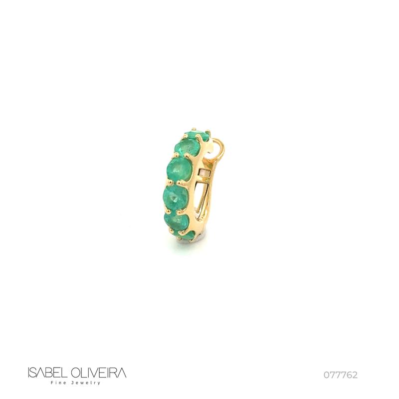 PIERCING ENCAIXE 1 FILEIRA 6 ESMERALDAS 4,0MM 1,49T H VS2 4,06G OURO AMARELO 18K - COLEÇAO YOUNG