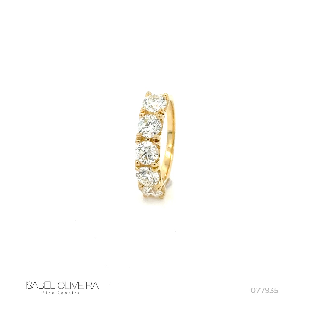 50-MEIA ALIANÇA 5 BRILHANTES 2,52CT G VS2 4,85G OURO AMARELO 18K  - CERTIFICADOS EGL 1701850123/1701850022/1701850426/1701850325/1701851932 - COLEÇAO SOULMATES