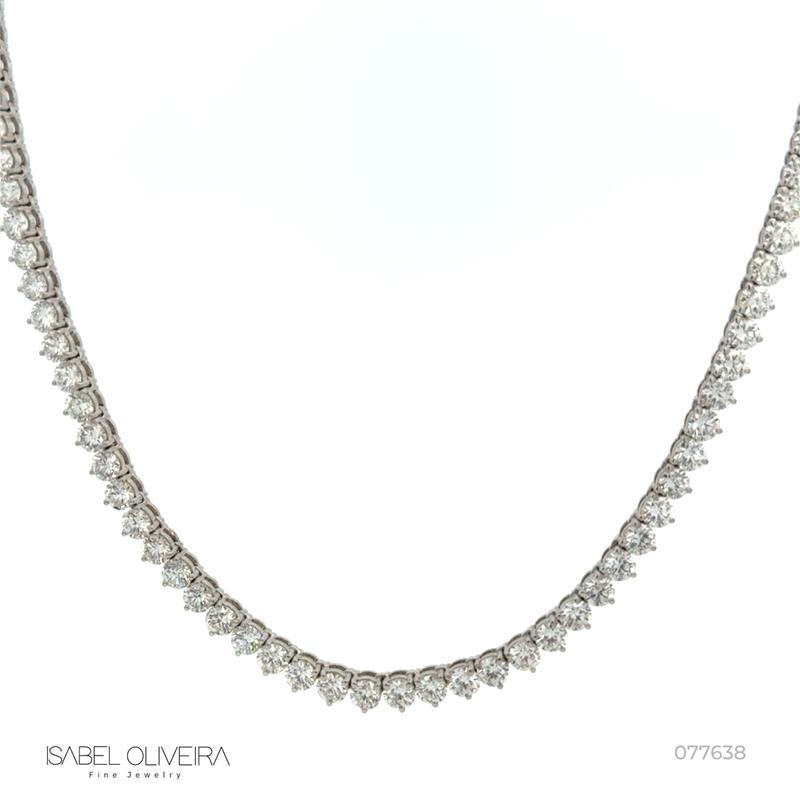 10-COLAR RIVIERA TULIPA 73 BRILHANTES 7,60CT H VS2 COM BOLINHA 40CM 16,41G OURO BRANCO 18K - COLEÇAO RIVIERAS