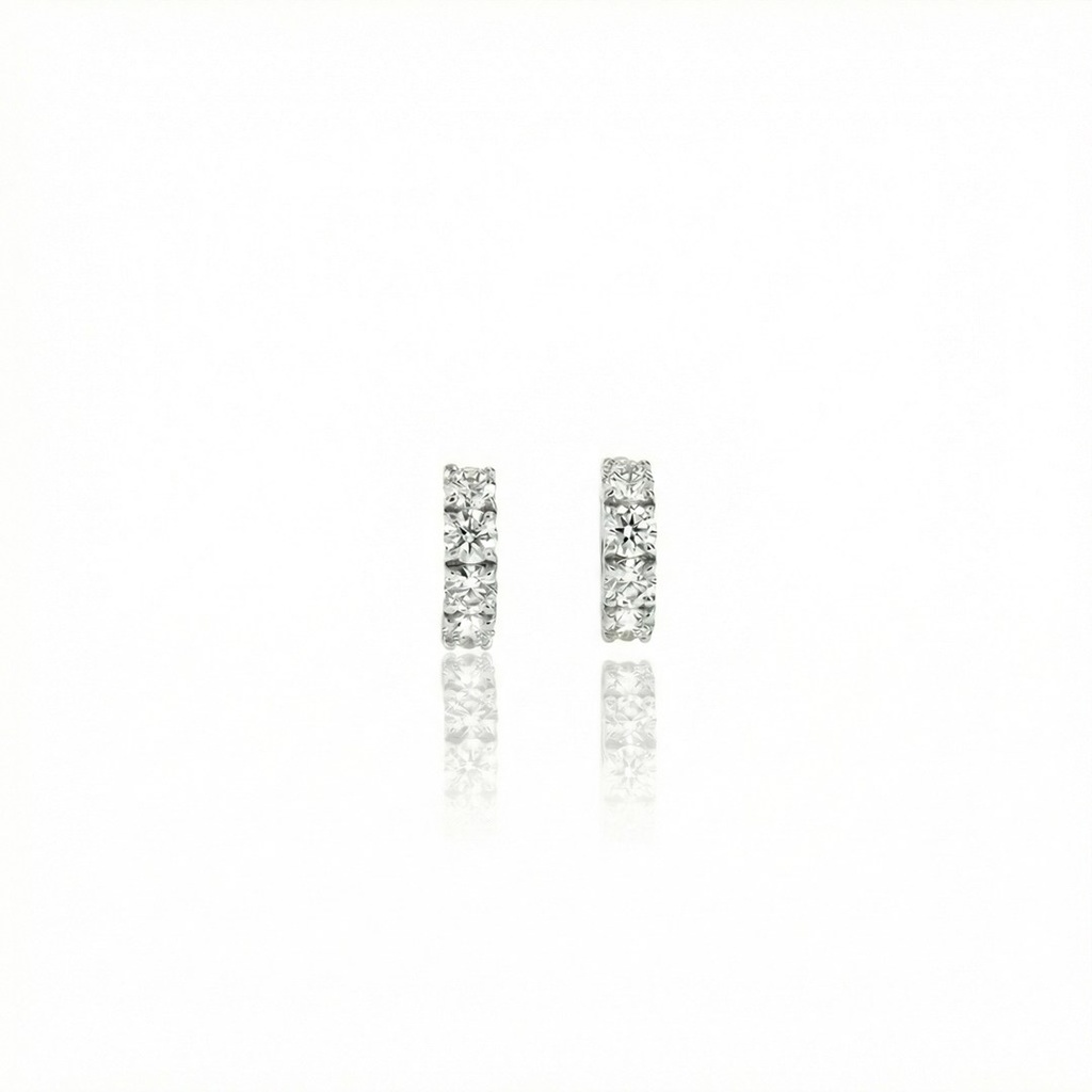 ARG01BRIBP-ARGOLA 9,50MM DIAMETRO 1 FILEIRA COM MEIA CRAVAÇAO 8 BRILHANTES 0,53CT 1,85G OURO BRANCO 18K - COLEÇAO  ARGOLAS FASHION