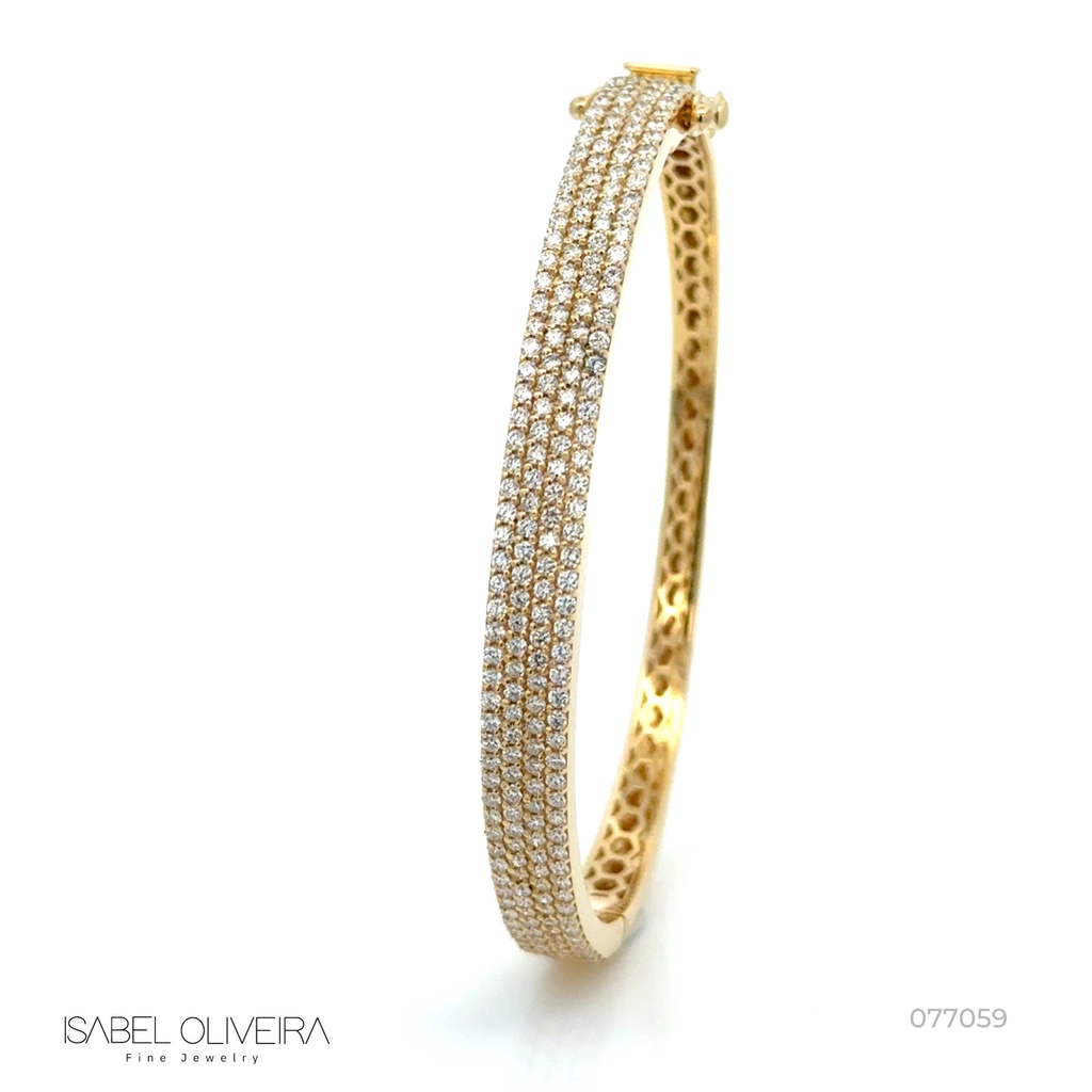 BRACELETE 6MM PAVE DE 214 BRILHANTES 1,96CT H VS2 16,0G OURO AMARELO 18K - COLEÇAO PAVE