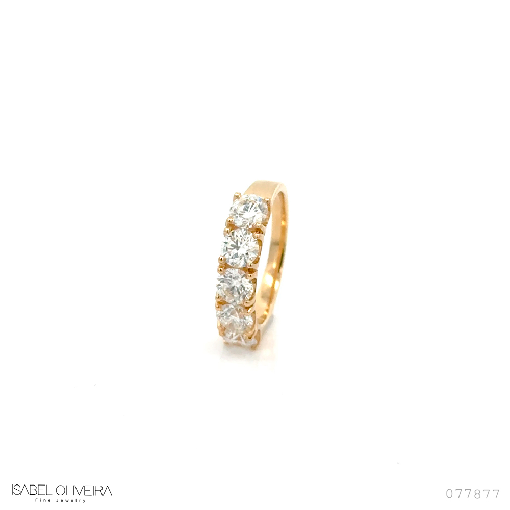 40-MEIA ALIANÇA 5 BRILHANTES 2,04CT 5,78G OURO AMARELO 18K - COLEÇAO SOULMATES