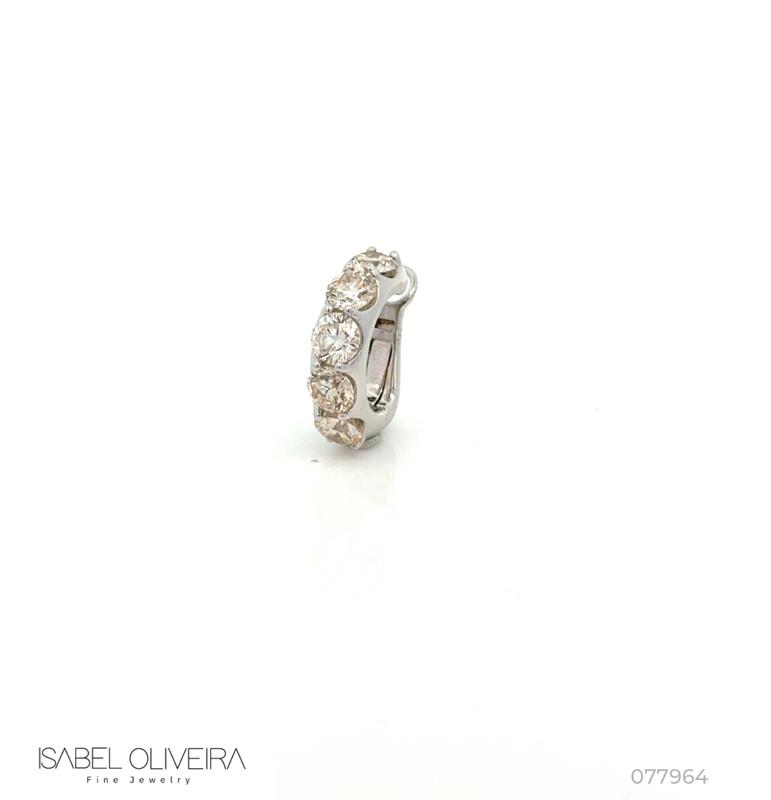 PIERCING ENCAIXE 1 FILEIRA 5 BRILHANTES 4,70MM 2,10CT H VS2 3,90G OURO BRANCO 18K -  COLEÇAO YOUNG
