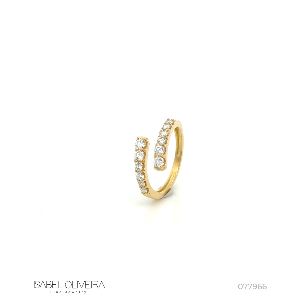 ANEL TORCIDO DEGRADE 12 BRILHANTES 0,73CT H VS2 3,00G OURO AMARELO 18K - COLEÇAO LAISA