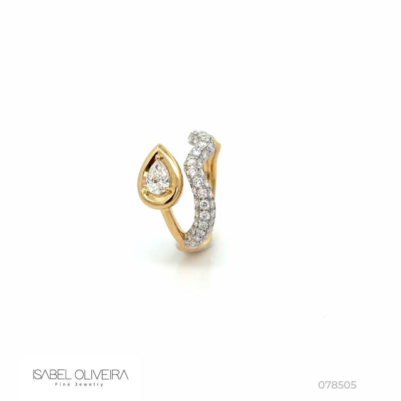 ANEL1 Diamante Gota 0,39ct 48 Brilhantes 0,75ct 3,51g Ouro Amarelo 18k - Coleção Laisa